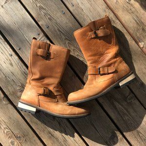Kodiak Cognac Tan Leather Mid-Calf Heeled Boots